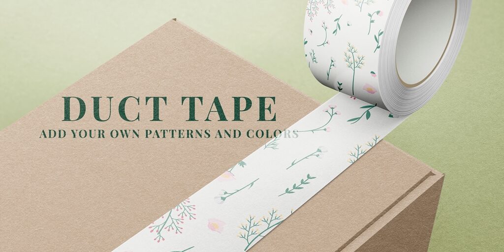 Patterned duct tape mockup psd, editable design