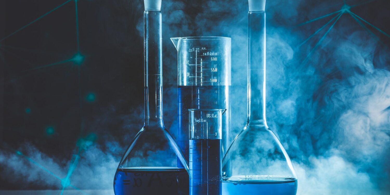 test-tube-flask-with-blue-liquid-blue-smoke-chemistry-laboratory-concept