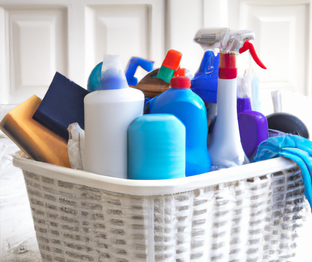Image of Eco-Friendly Cleaning Supplies - "A variety of environmentally friendly cleaning products, including sprays, wipes, and brushes, for a sustainable cleaning solution"