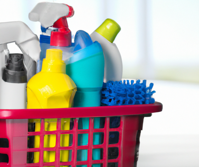Image of a Clean and Organized Workspace - "A modern and professional workspace with all janitorial and housekeeping supplies neatly stored and organized"